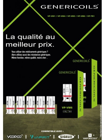 RÉSISTANCES VP PNP / 5PCS - GENERICOILS-Ecigarettes-alavape.com