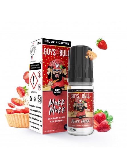 E LIQUIDE GUYS AND BULL LA CRAZY TARTE AUX FRAISES MUKK MUKK 10ML SEL DE NICOTINE- LIPSVAPE--alavape.com