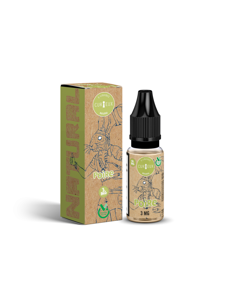 E LIQUIDE NATURAL POIRE 10ML - CURIEUX--alavape.com