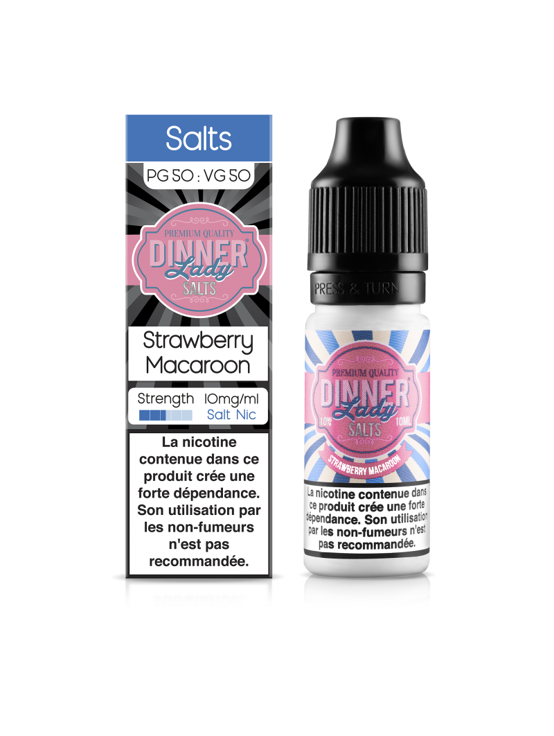 E LIQUIDE STRAWBERRY MACAROON 10ML SEL DE NICOTINE - DINNER LADY--alavape.com