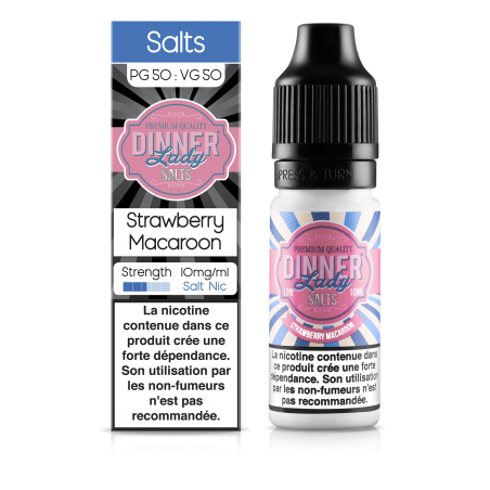 E LIQUIDE STRAWBERRY MACAROON 10ML SEL DE NICOTINE - DINNER LADY--alavape.com