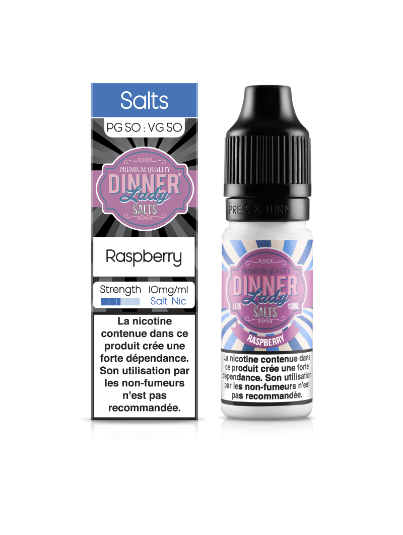 E LIQUIDE RASPBERRY 10ML SEL DE NICOTINE - DINNER LADY--alavape.com