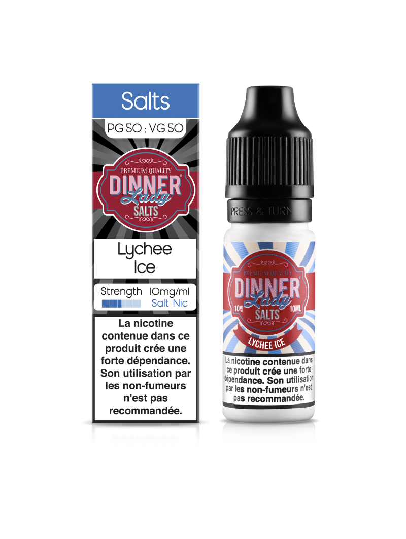 E LIQUIDE LYCHEE ICE 10ML SEL DE NICOTINE - DINNER LADY--alavape.com