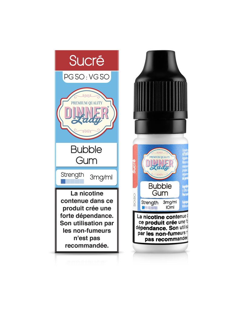 E LIQUIDE BUBBLE GUM 10ML - DINNER LADY--alavape.com