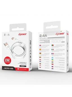 CÂBLE MICRO USB 2M CHARGE RAPIDE F2001 - D-POWER-Ecigarettes-alavape.com