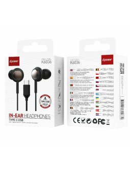 ECOUTEUR PRISE TYPE-C K6036 - D-POWER-Accessoires-alavape.com