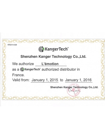 KANGERTECH CERTIFICAT-Ecigarettes-alavape.com KANGERTECH CERTIFICAT-Ecigarettes-alavape.com